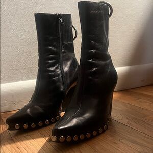 Jeffrey Campbell Black Heeled Boots with Silver Accents